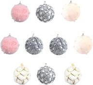 🎄 uwioff 10pcs 3.15" shatterproof christmas balls ornaments - multicolor pink white silver - holiday party decoration set логотип