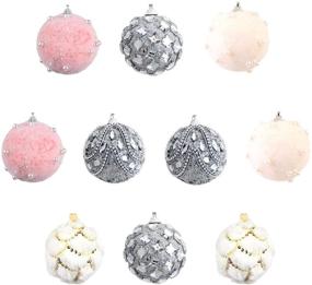 img 4 attached to 🎄 UWIOFF 10Pcs 3.15" Shatterproof Christmas Balls Ornaments - Multicolor Pink White Silver - Holiday Party Decoration Set