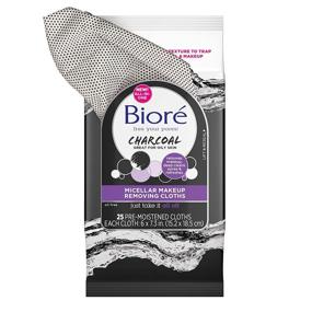 img 2 attached to 🧖 Biore Charcoal Makeup Removing Cloths: Micellar Cleansing Water, No-rinse Solution, 25 Count - Ideal for Oily Skin