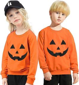 img 3 attached to 🎃 Halloween Pumpkin Sweatshirt for Toddler Boys and Girls - Long Sleeve Glow in the Dark Skeleton Tops