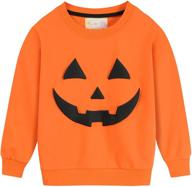 🎃 halloween pumpkin sweatshirt for toddler boys and girls - long sleeve glow in the dark skeleton tops logo