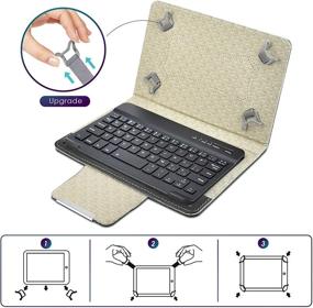 img 1 attached to 💻 DETUOSI Universal 7 inch Tablet Keyboard Case: Wireless Bluetooth Keyboard + Leather Cover + Stand - Black