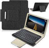 💻 detuosi universal 7 inch tablet keyboard case: wireless bluetooth keyboard + leather cover + stand - black логотип