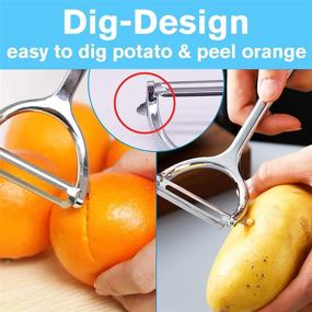 img 1 attached to 🥕 2PCS Vegetable Peeler Set - Stainless Steel Potato Peelers for Kitchen, Fruits, and Veggies - Sharp Blades, Non-Slip Handle, No Nick Finger Peeler - Convenient and Efficient