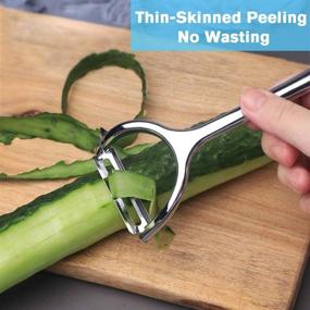 img 2 attached to 🥕 2PCS Vegetable Peeler Set - Stainless Steel Potato Peelers for Kitchen, Fruits, and Veggies - Sharp Blades, Non-Slip Handle, No Nick Finger Peeler - Convenient and Efficient