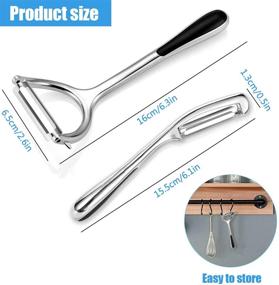 img 3 attached to 🥕 2PCS Vegetable Peeler Set - Stainless Steel Potato Peelers for Kitchen, Fruits, and Veggies - Sharp Blades, Non-Slip Handle, No Nick Finger Peeler - Convenient and Efficient