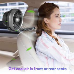 img 2 attached to 🚗 USB Car Fan with Durable Hook, 4 Speed Strong Airflow, 360 Degree Rotatable, 5V Cooling Air Small Personal Fan for Car, Rear and Back Seat Passenger - Battery Operated (Black)