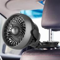 🚗 usb car fan with durable hook, 4 speed strong airflow, 360 degree rotatable, 5v cooling air small personal fan for car, rear and back seat passenger - battery operated (black) logo