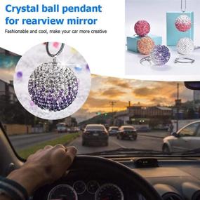 img 1 attached to Lucky Crystal Ball Car Accessories Bling Bling Car Rear View Mirror Charm Rhinestone Hanging Ornament For Car Decoration &Amp