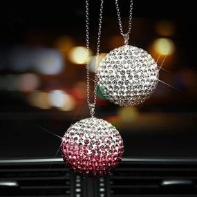 img 2 attached to Lucky Crystal Ball Car Accessories Bling Bling Car Rear View Mirror Charm Rhinestone Hanging Ornament For Car Decoration &Amp