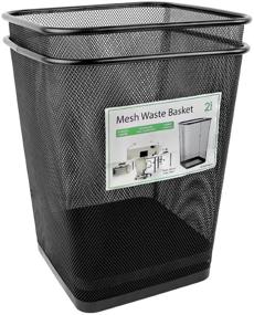 img 2 attached to 🗑️ 2-Pack of Greenco Small Trash Cans, 6 Gallon, Black Mesh Square Design - Lightweight and Sturdy for Home or Office Use, Perfect for Under Desk, Kitchen, Bedroom, Den, or Recycling
