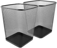 🗑️ 2-pack of greenco small trash cans, 6 gallon, black mesh square design - lightweight and sturdy for home or office use, perfect for under desk, kitchen, bedroom, den, or recycling logo