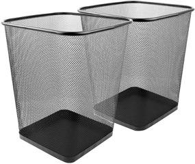 img 3 attached to 🗑️ 2-Pack of Greenco Small Trash Cans, 6 Gallon, Black Mesh Square Design - Lightweight and Sturdy for Home or Office Use, Perfect for Under Desk, Kitchen, Bedroom, Den, or Recycling