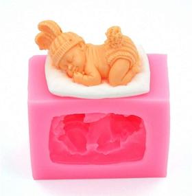 img 1 attached to 2Pcs 3D Baby Silicone Chocolate Candy Fondant Soap Candle Mold - Ideal for Baby Shower, 1st Birthday & Cake Topper Decorations