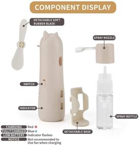 img 3 attached to Cabf Handheld Fan: Rechargeable USB, Misting, Portable with Spray Bottle - Experience Refreshing Cool Summer Breezes (White)