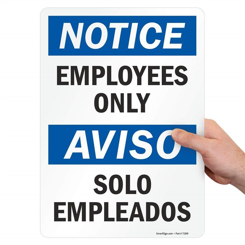 SmartSign Notice Employees Bilingual Vinyl logo