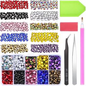 img 4 attached to Jovitec 5000 Pieces Hotfix Flatback Rhinestones Mixed Color Iron on Glue Glass in 5 Sizes 💎 2-6.5 MM (SS6-SS30) Gemstones AB Crystals Including Tweezers and Picking Rhinestones Tool for DIY Crafts and Creative Projects