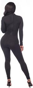 img 2 attached to Sedrinuo Women's Autumn Long Sleeve High Neck Tight Bodycon Jumpsuit Romper