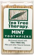 tea tree therapy mint tea tree toothpicks: 100 count pack for fresh oral hygiene logo