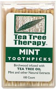 img 1 attached to Tea Tree Therapy Mint Tea Tree Toothpicks: 100 Count Pack for Fresh Oral Hygiene