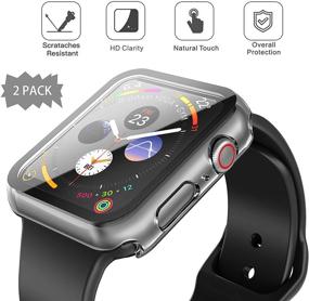 img 3 attached to 📱 Julk Apple Watch Series 6/SE/5/4 Case 44mm - 2020 New PC Overall Protective Cover with Slim Tempered Glass Screen Protector (2-Pack, Transparent)