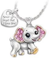 dcfywl731 women's elephant pendant necklace heart cz lucky animal i love you never forget pendant necklace logo