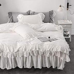 img 3 attached to Vintage Ruffled Queen Duvet Cover Set with 2 Layers Ruffles, Soft Brushed Microfiber Set with Zipper Closure - Shabby Chic 3 Pieces Bedding (White, Queen)