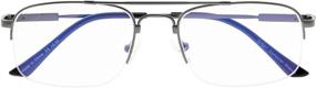 img 4 attached to Glasses Computer Eyeglasses Half Rim Gunmetal