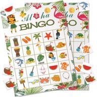 🌺 24 pieces of hawaii bingo game - hawaiian bingo cards for kids school classroom party supplies activity, luau aloha party favors and gifts for toddlers логотип