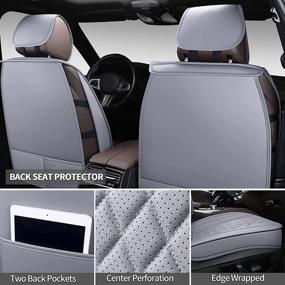 img 1 attached to 🚗 SPEED TREND Leather Car Seat Covers: Premium PU Leather & Universal Fit, Gray - Auto Interior Accessories for Most Cars SUVs Trucks