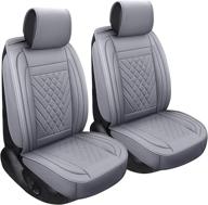 🚗 speed trend leather car seat covers: premium pu leather & universal fit, gray - auto interior accessories for most cars suvs trucks logo