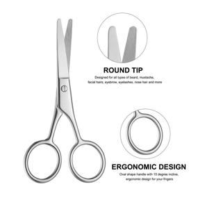 img 3 attached to Precision Beard Grooming with HAWATOUR Stainless Steel Scissors: For Beard, Mustache, Eyebrow, and Nose Hair