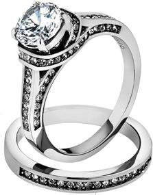 img 4 attached to Marimor Jewelry: Stunning 2.75 Ct CZ Stainless Steel Wedding Ring Set for Women (Size 5-10)