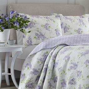 img 3 attached to Laura Ashley Home - Keighley Collection - Lilac Quilt Set - Premium 100% Cotton, Reversible & Lightweight Bedding Including Matching Sham(s), Pre-Washed for Extra Softness - Queen Size