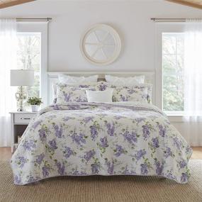 img 4 attached to Laura Ashley Home - Keighley Collection - Lilac Quilt Set - Premium 100% Cotton, Reversible & Lightweight Bedding Including Matching Sham(s), Pre-Washed for Extra Softness - Queen Size