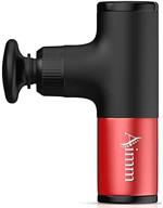 мини массажный аппарат aimm mini muscle massage gun - портативный массажер для мышц, массажное устройство глубокого воздействия, беспроводной перкуссионный массажер - 4 насадки для целенаправленного облегчения мышц (красный) логотип