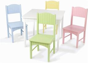 img 4 attached to 🪑 Wooden Table &amp; 4 Chairs Set with Wainscoting Detail, Pastel, Ideal Gift for Kids Age 3-8 by KidKraft Nantucket