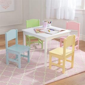 img 2 attached to 🪑 Wooden Table &amp; 4 Chairs Set with Wainscoting Detail, Pastel, Ideal Gift for Kids Age 3-8 by KidKraft Nantucket