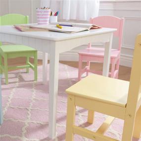 img 1 attached to 🪑 Wooden Table &amp; 4 Chairs Set with Wainscoting Detail, Pastel, Ideal Gift for Kids Age 3-8 by KidKraft Nantucket
