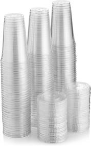 img 3 attached to 🥤 Pack of 100 Green Direct 24 oz. Clear Plastic Cups with Flat Lids for Cold Drinks, Bubble Boba, Iced Coffee, Tea, Smoothies