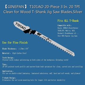 img 2 attached to 🔪 20PCS GINEPAN T Shank Jigsaw Blades T101AO with Case - Compatible with Dewalt, Bosch, Black and Decker Jig Saw Blades Set for Wood - 3 in. 20 TPI Curved & Scrolling Fine Finish Cuts