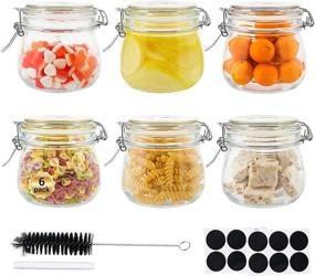 img 4 attached to 🐙 Glass Octopus 17oz Jars: Airtight Wide Mouth Mason Jars for Kitchen Storage – 6 Pack (500ML)