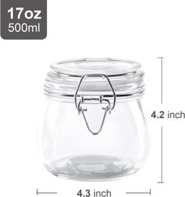 img 3 attached to 🐙 Glass Octopus 17oz Jars: Airtight Wide Mouth Mason Jars for Kitchen Storage – 6 Pack (500ML)