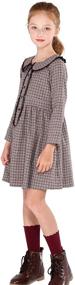 img 2 attached to 👗 Girls Casual Plaid Dress: SOLOCOTE Cotton Spring Long Sleeve Dresses with Peter Pan Collar (3-14Y)