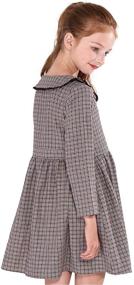 img 1 attached to 👗 Girls Casual Plaid Dress: SOLOCOTE Cotton Spring Long Sleeve Dresses with Peter Pan Collar (3-14Y)