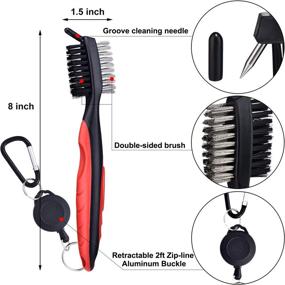 img 3 attached to Golf Club Brush with Zip-line Aluminum Buckle - 4 Piece Set, Conveniently Attachable to Golf Bag, Ideal for Groove Cleaning