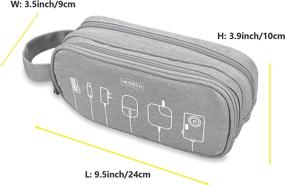 img 2 attached to 🔌 Gray Electronics Organizer Cable Travel Case | Waterproof Double Layer Tech Pouch for USB Cords, Earphones, Memory Cards, Mini Cameras, Cellphones, Hard Drives | Zipper Wallet Carrying Bag