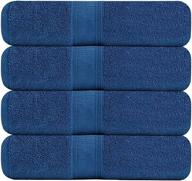 🛁 tens towels 4 piece bath towels set, 2 ply low twist superior cotton, luxurious heavy bath towels for bathroom, 27 x 54 inches, extra absorbent & soft towels in midnight blue logo