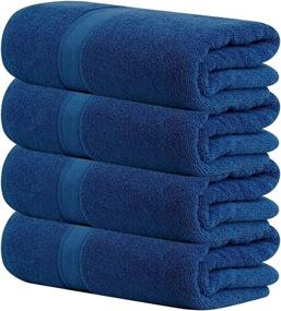 img 3 attached to 🛁 Tens Towels 4 Piece Bath Towels Set, 2 Ply Low Twist Superior Cotton, Luxurious Heavy Bath Towels for Bathroom, 27 x 54 inches, Extra Absorbent & Soft Towels in Midnight Blue