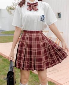 img 3 attached to 👗 Dlynmoo Women Plus Size High Waisted Pleated A-line School Girl Skirt in Plaid: Chic and Versatile!